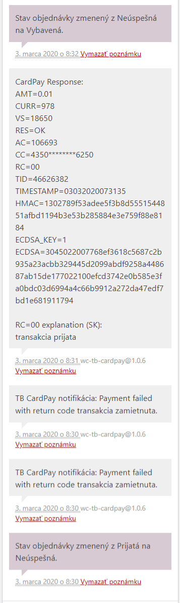 plugin TB ComfortPay - poznámky