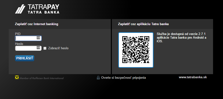 TB TatraPay plugin - rozhranie banky