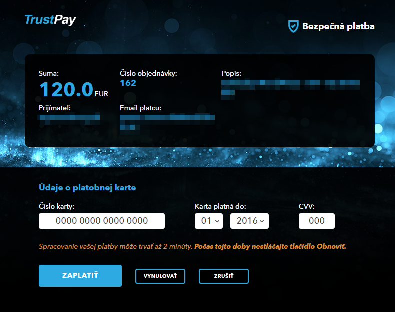 TrustCard plugin - rozhranie banky