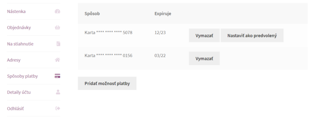 ComfortPay plugin - spôsoby platby