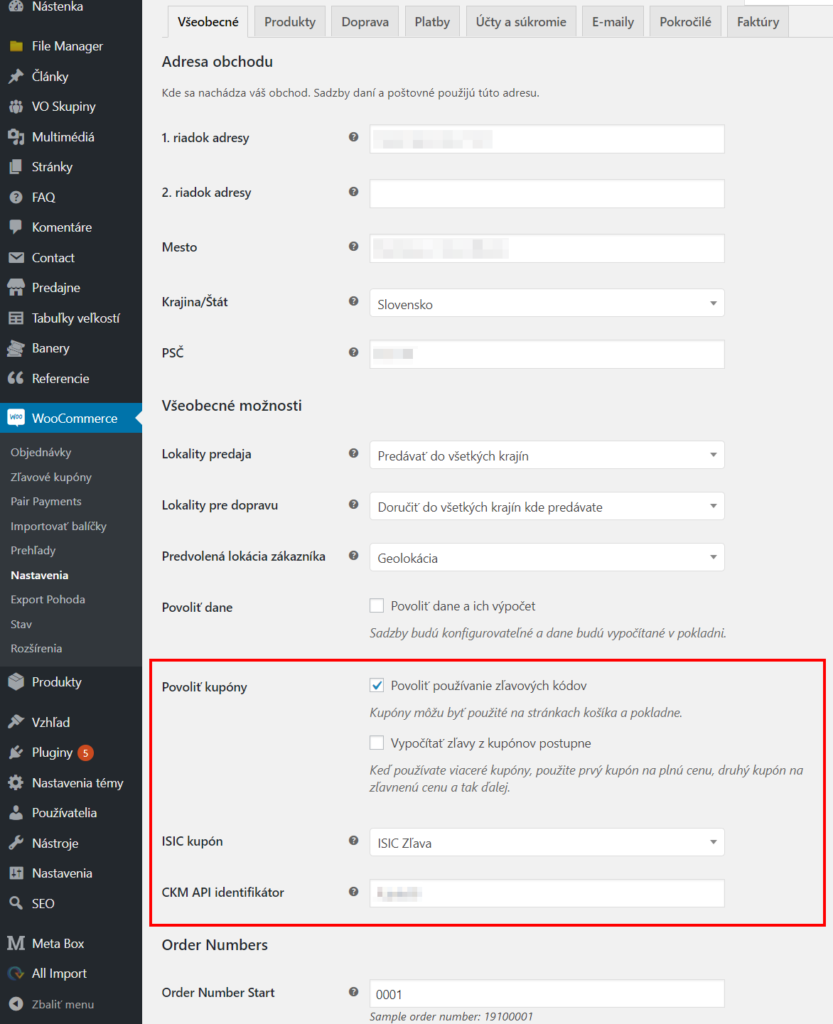 ISIC discount plugin - nastavenia