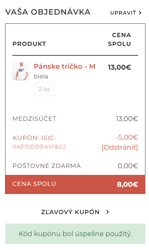 ISIC discount plugin - pokladna